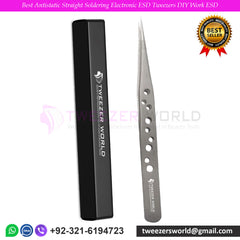 Best Antistatic Straight Soldering Electronic ESD Tweezers DIY Work ESD