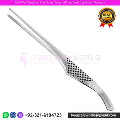 Best Chef Tweezers Food Long Tong with Serrated Tips Food Tweezers