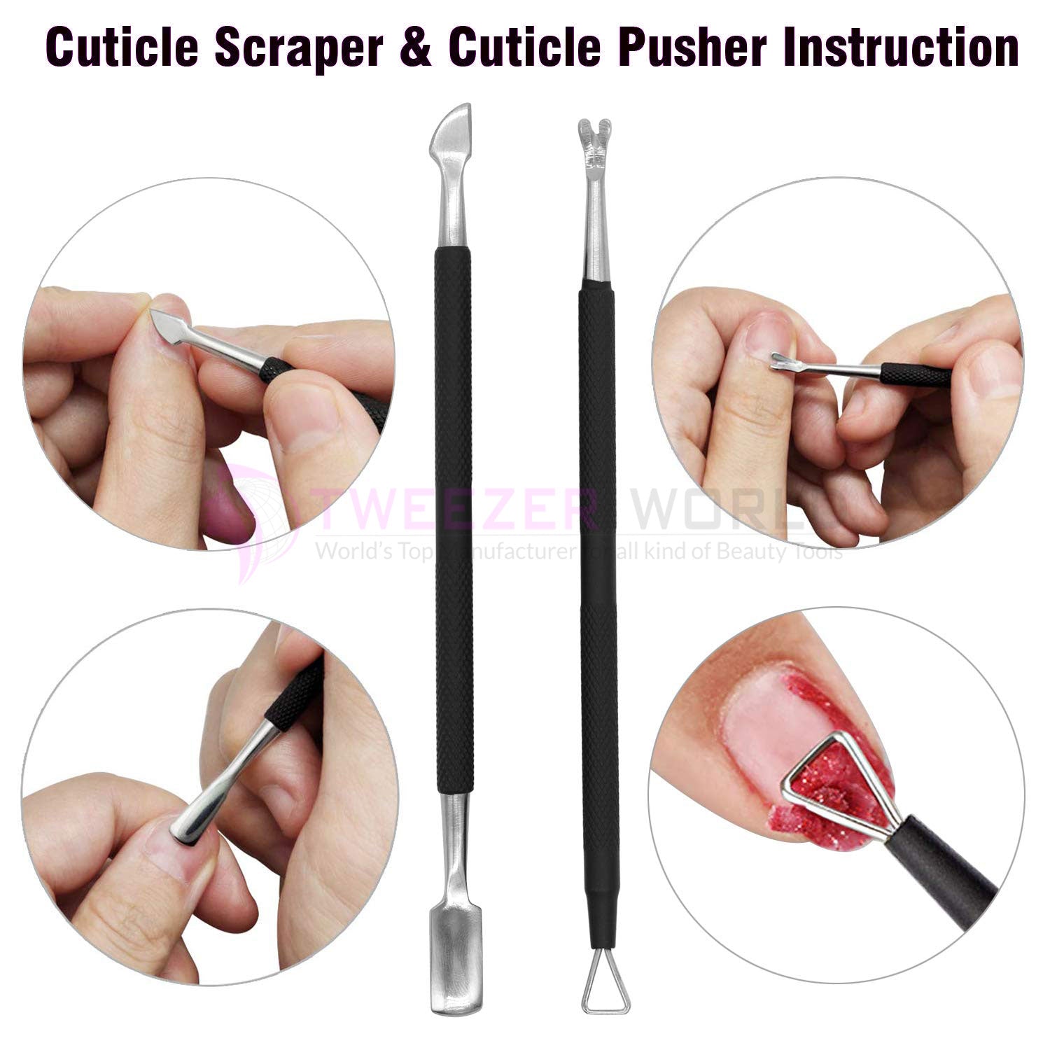 Best Cuticle Trimmer Nippers with Cuticle Pusher and Triangle Nail Pusher