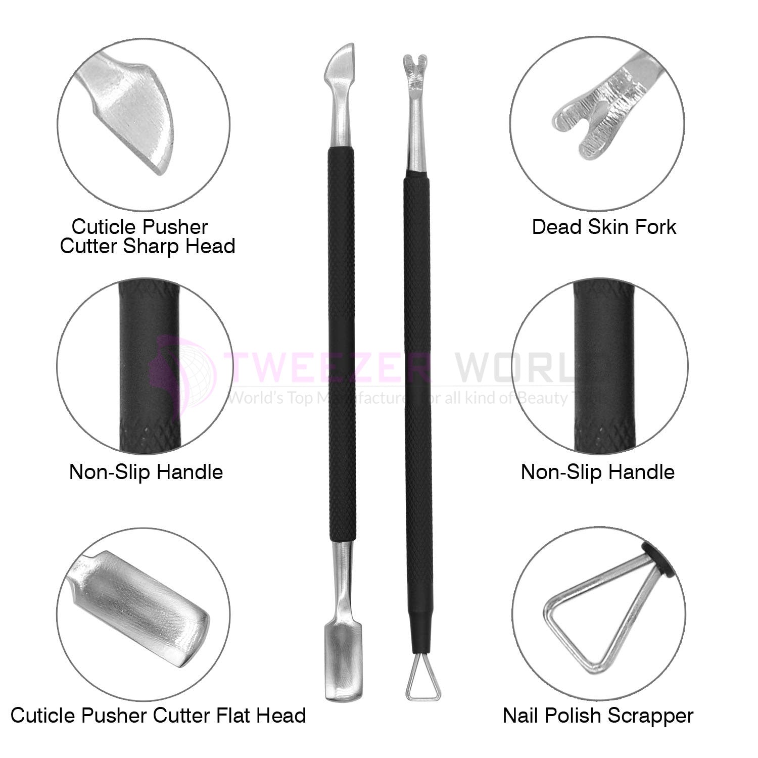 Best Cuticle Trimmer Nippers with Cuticle Pusher and Triangle Nail Pusher