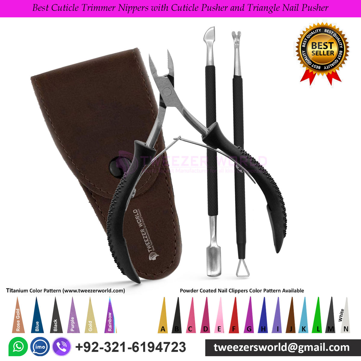 Best Cuticle Trimmer Nippers with Cuticle Pusher and Triangle Nail Pusher