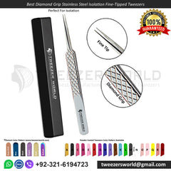 Diamond Grip Stainless Steel Isolation Tweezers Fine Tipped Tweezers