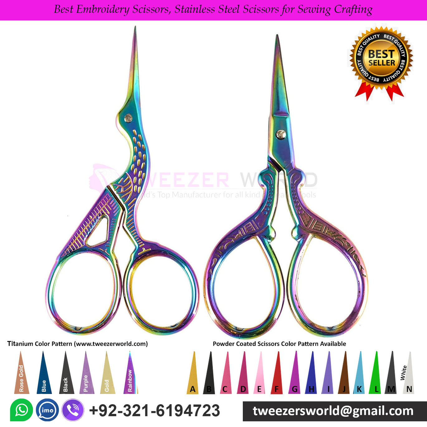 thumbnail image 2 of Stork Scissors Embroidery Scissors, Small Sharp Pointed Detail Shears For DIY Craft Needlework Yarn Sewing Cross Stitch Thread Cutting Handicraft Tool, 4.6in Blue Vintage Scissors 2 of 12