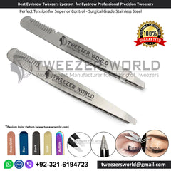 Best Eyebrow Tweezers 2pcs set for Eyebrow Pro Precision Tweezers