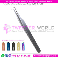 Best Eyelash Extension Tweezers 90 Degree Angled 7mm Needle Tip