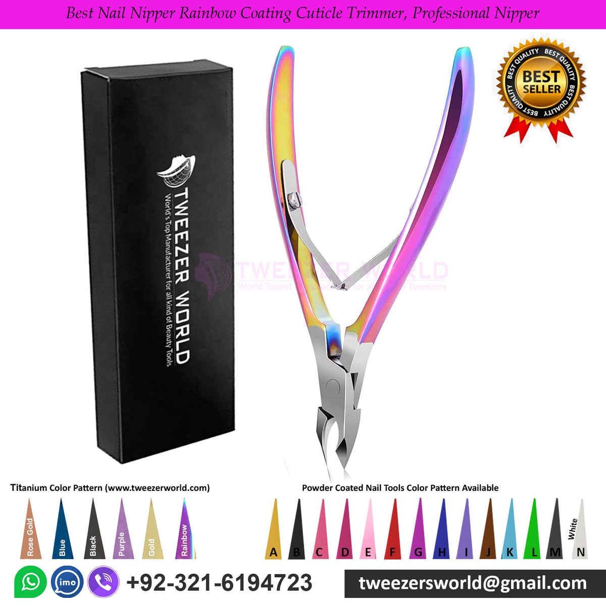 Best Nail Nipper Rainbow Coating Cuticle Trimmer, Professional Nipper