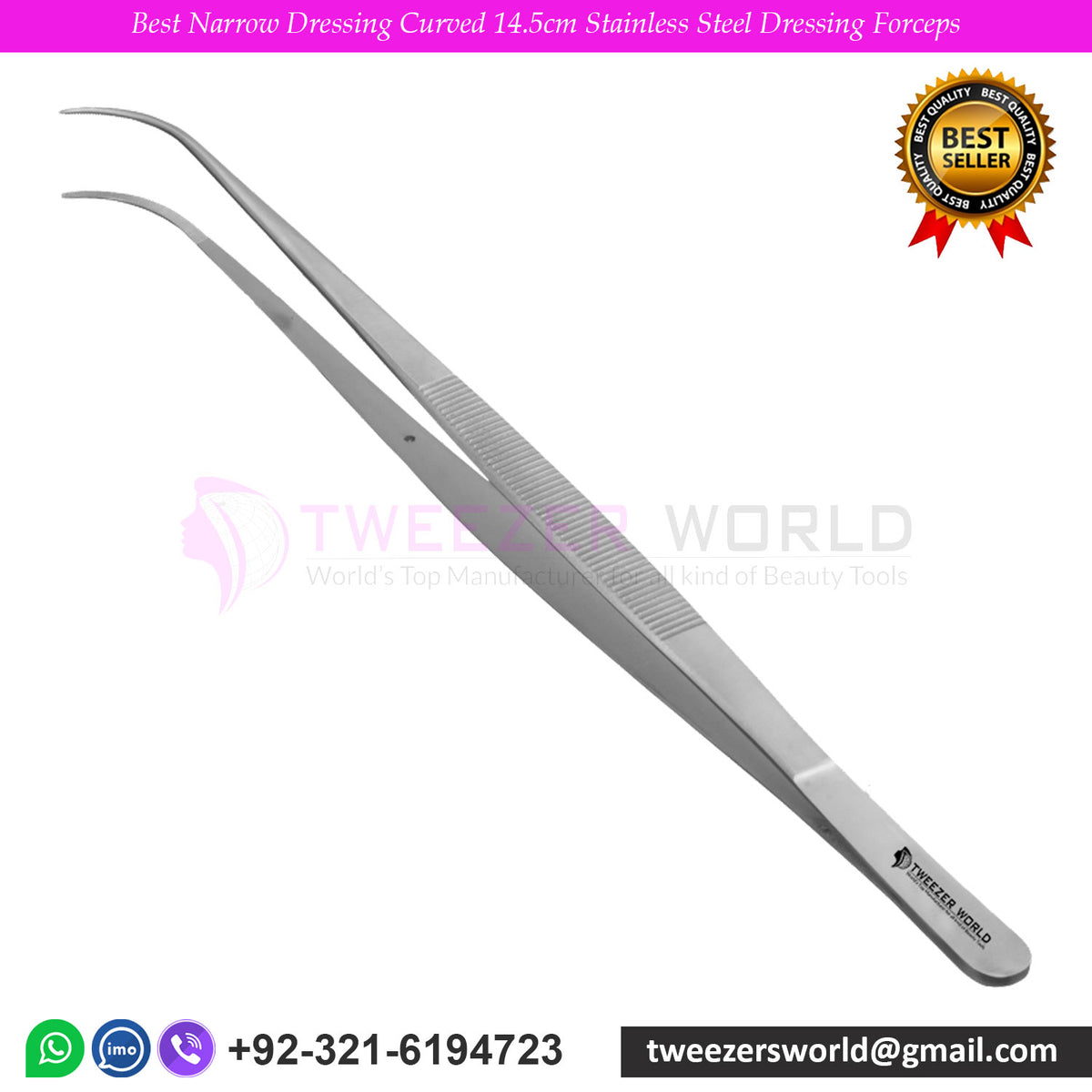 Best Narrow Dressing Curved 14.5cm Stainless Steel Dressing Forceps