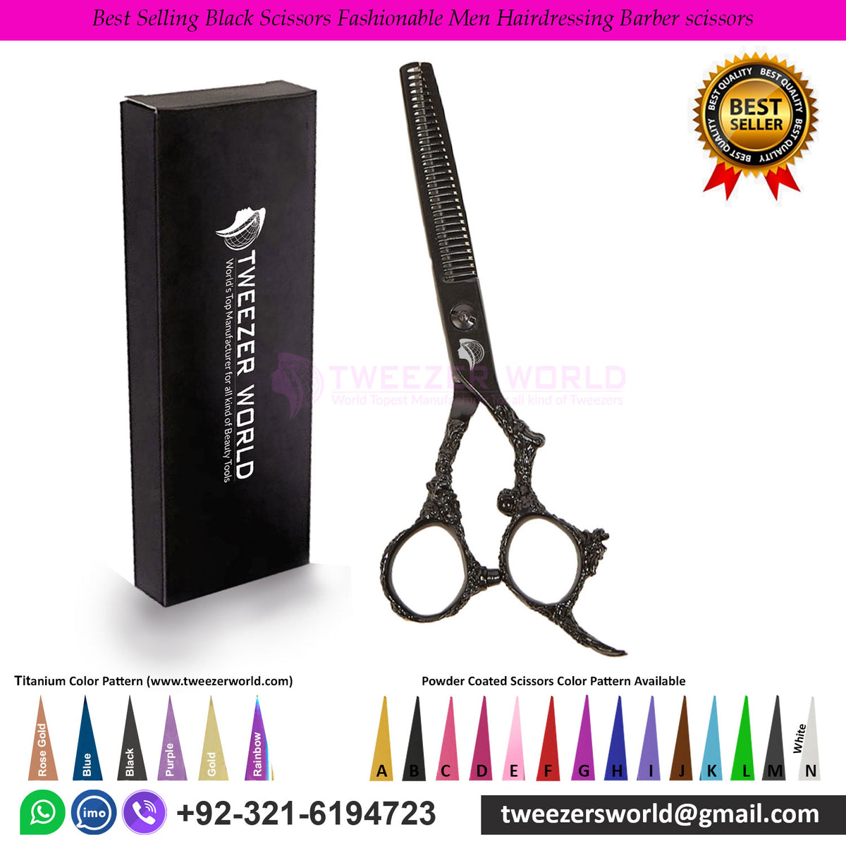 Best Selling Black Scissors Fashionable Men Hairdressing Barber scissors