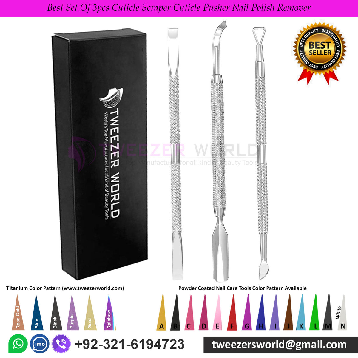 Best Set Of 3pcs Cuticle Scraper Cuticle Pusher Nail Polish Remover