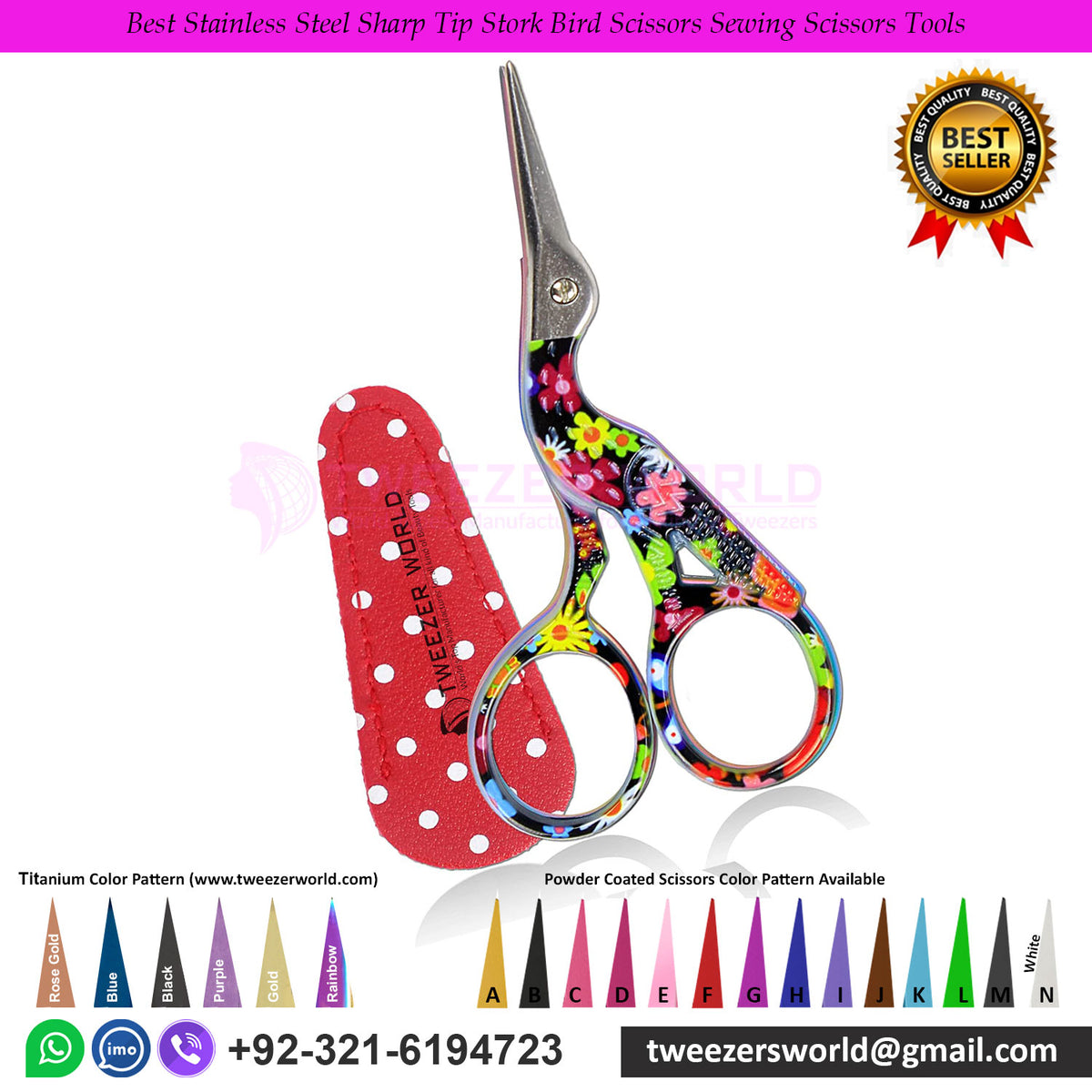 Best Stainless Steel Sharp Tip Stork Bird Scissors Sewing Scissors Tools