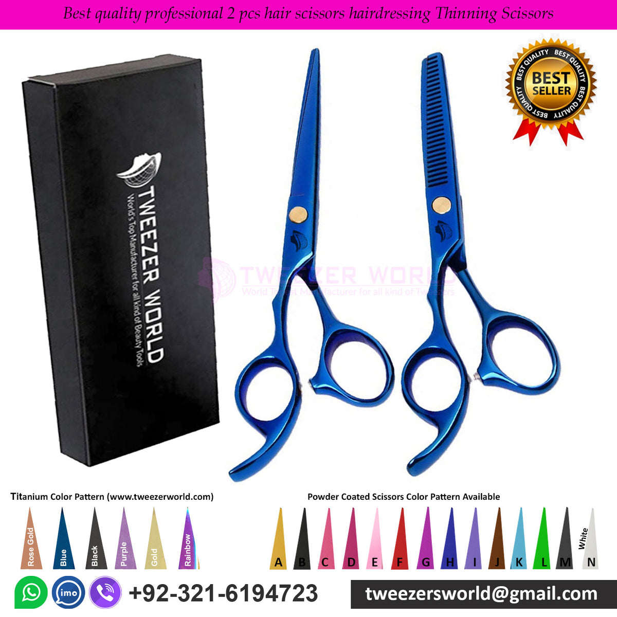 Best quality professional 2 pcs hair scissors hairdressing Thinning Scissors