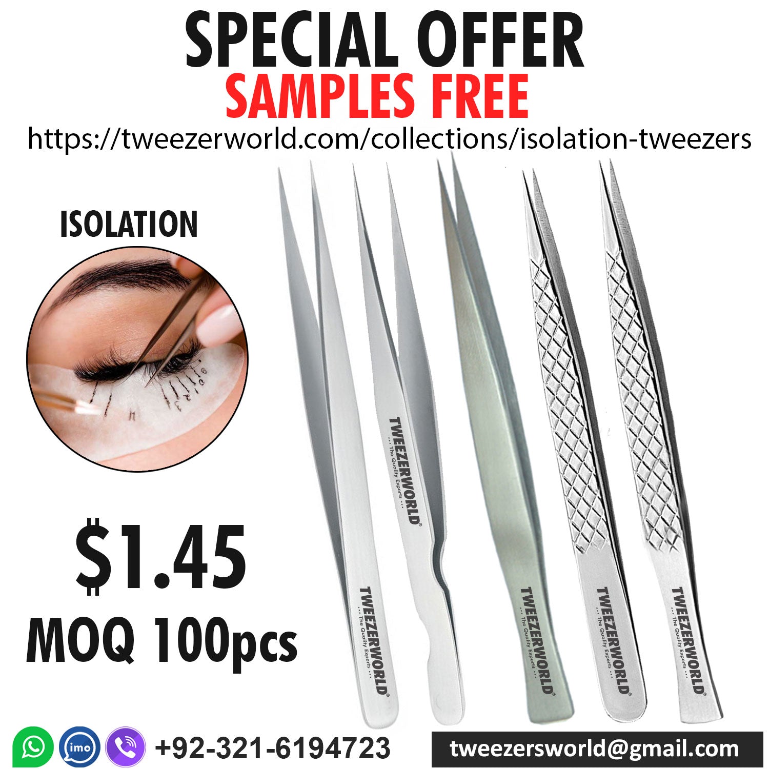 Best Eyelash Isolation Tweezers Straight Tip - TWEEZER WORLD