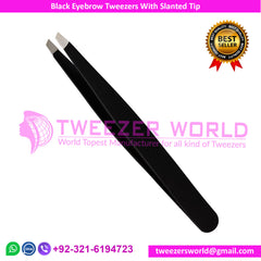 Black Eyebrow Tweezers With Slanted Tip