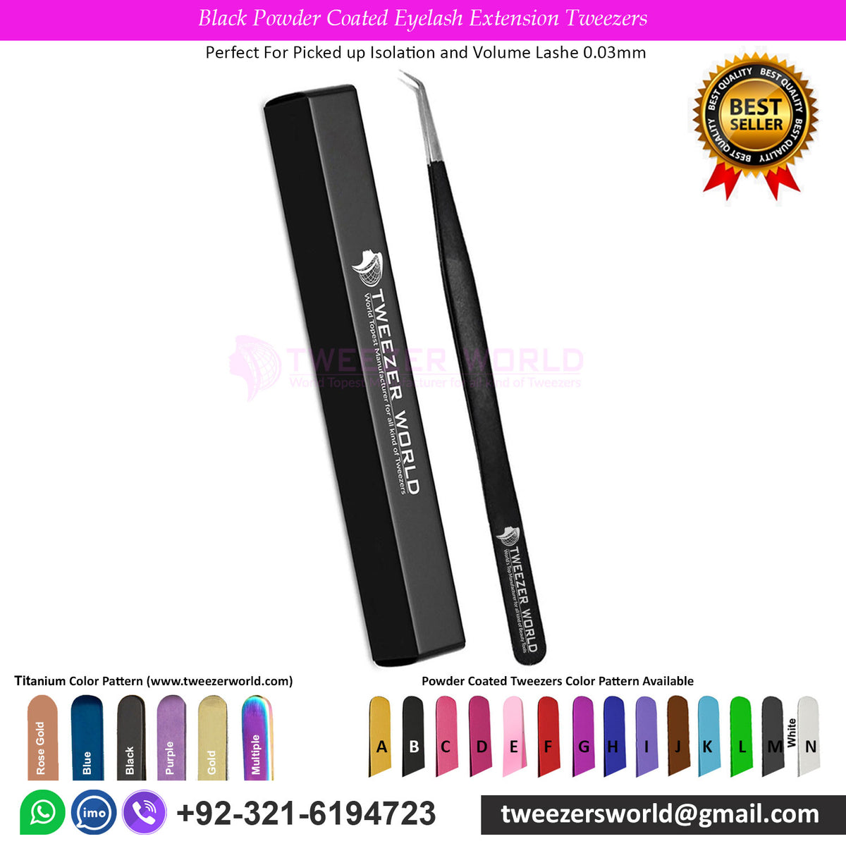 Black Powder Coated Eyelash Extension Tweezers