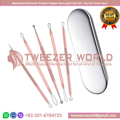 Blackhead Remover Pimple Popper Rose gold Tool Kit  Tool for Nose Face