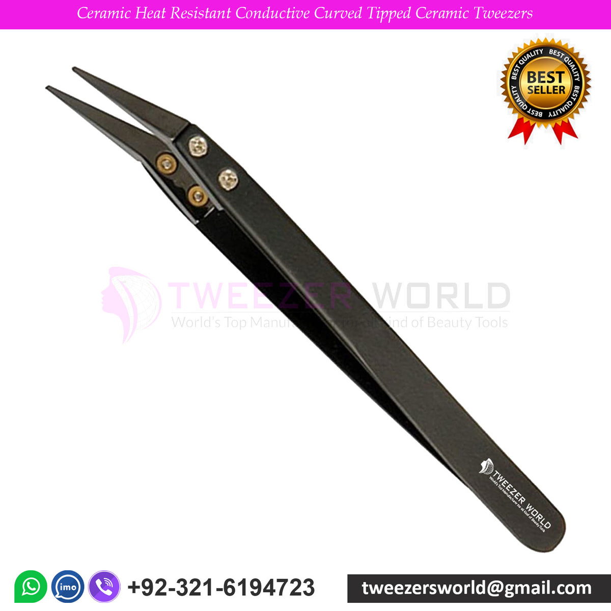 Ceramic Heat Resistant Conductive Curved Tipped Ceramic Tweezers