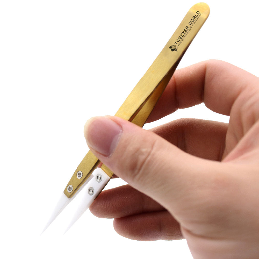 Gold Heat Resistant Ceramic Tweezers for Jewelry Tools &amp; Equipment Use