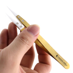 Gold Heat Resistant Ceramic Tweezers for Jewelry Tools &amp; Equipment Use