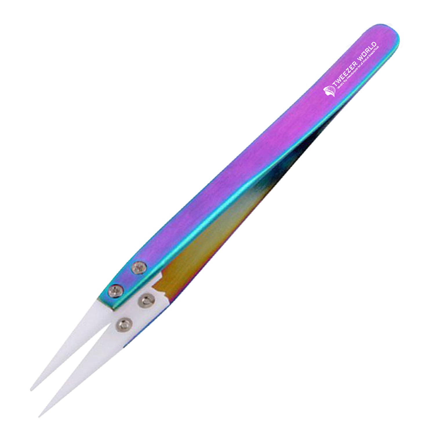 Best Straight Ceramic Tip Tweezers Stainless Steel Handle Rainbow Color