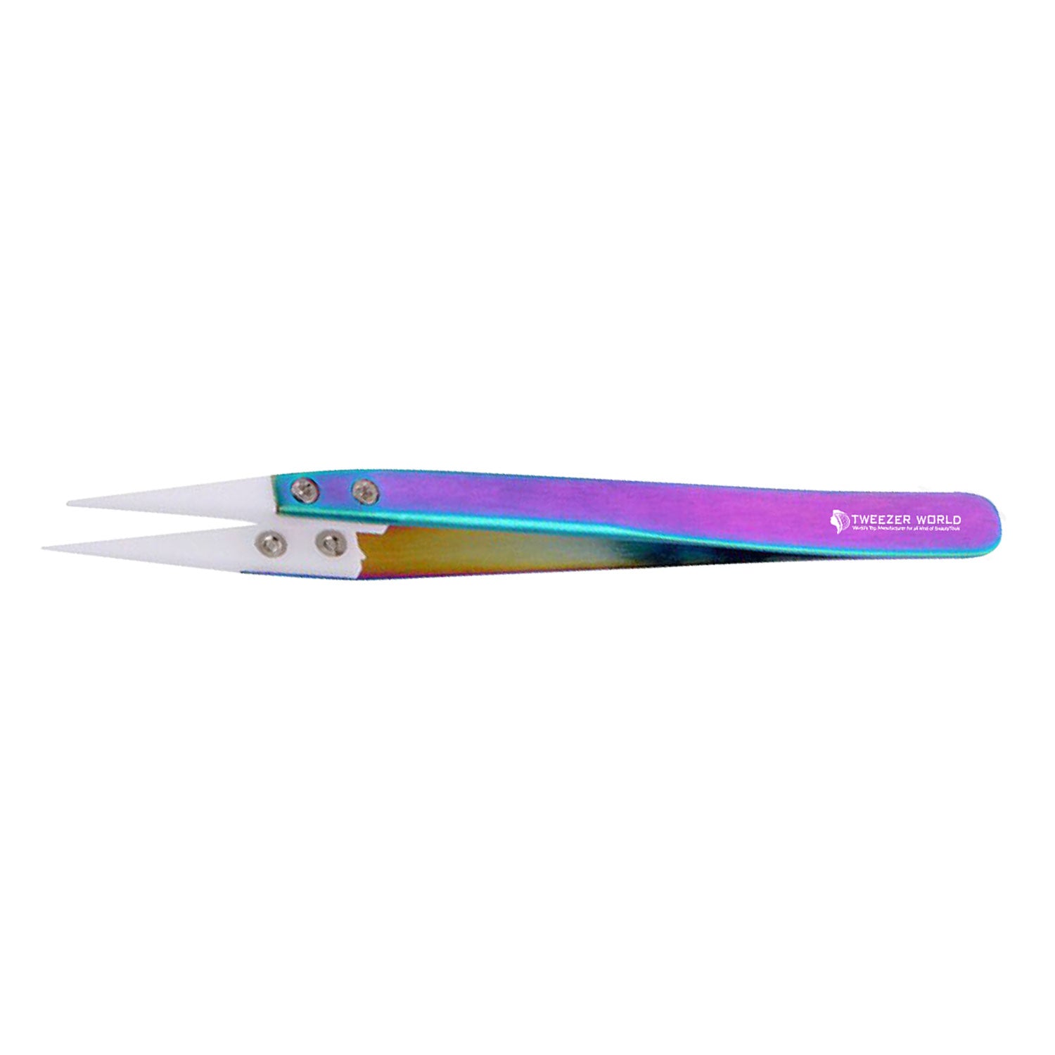 Best Straight Ceramic Tip Tweezers Stainless Steel Handle Rainbow Color