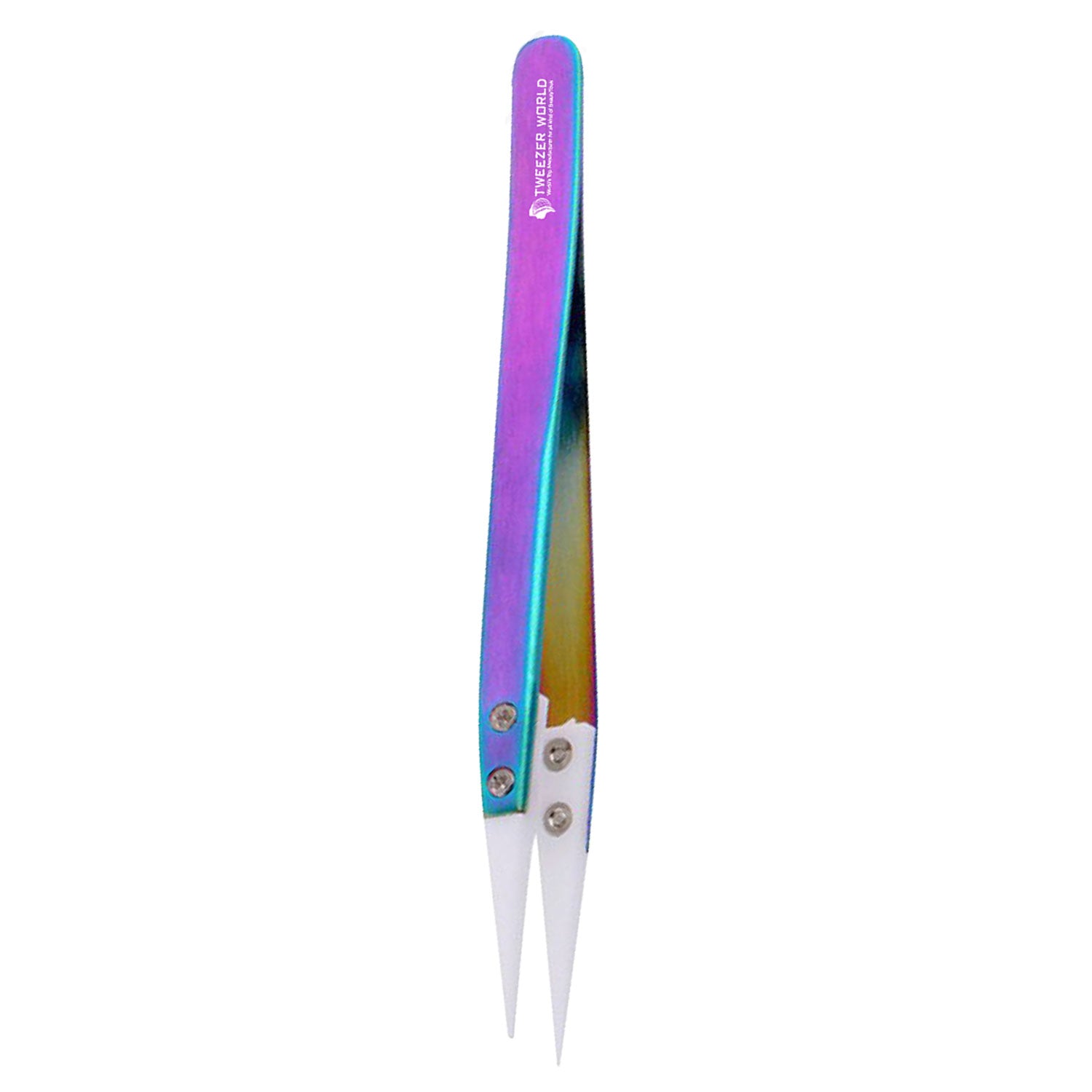 Best Straight Ceramic Tip Tweezers Stainless Steel Handle Rainbow Color