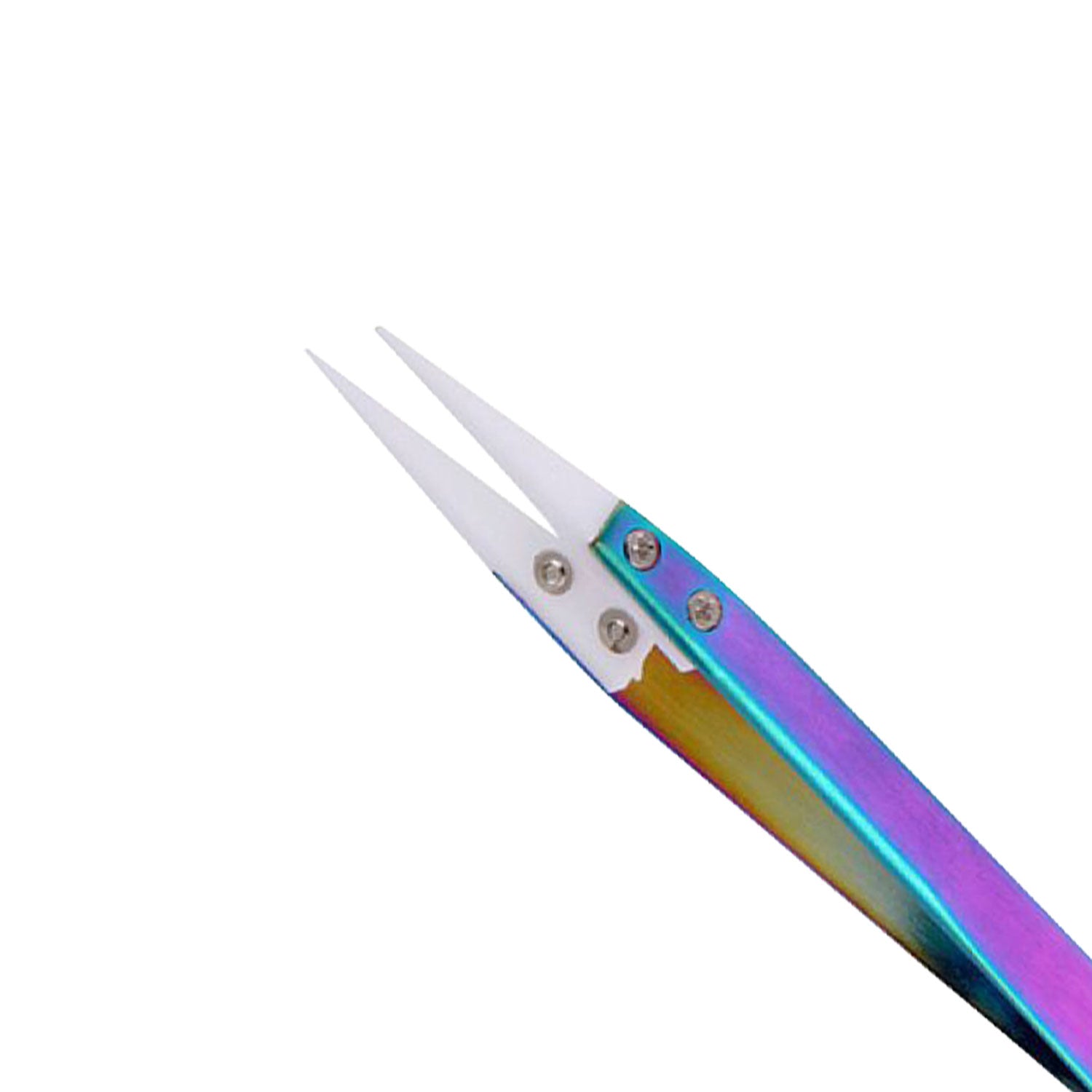 Best Straight Ceramic Tip Tweezers Stainless Steel Handle Rainbow Color