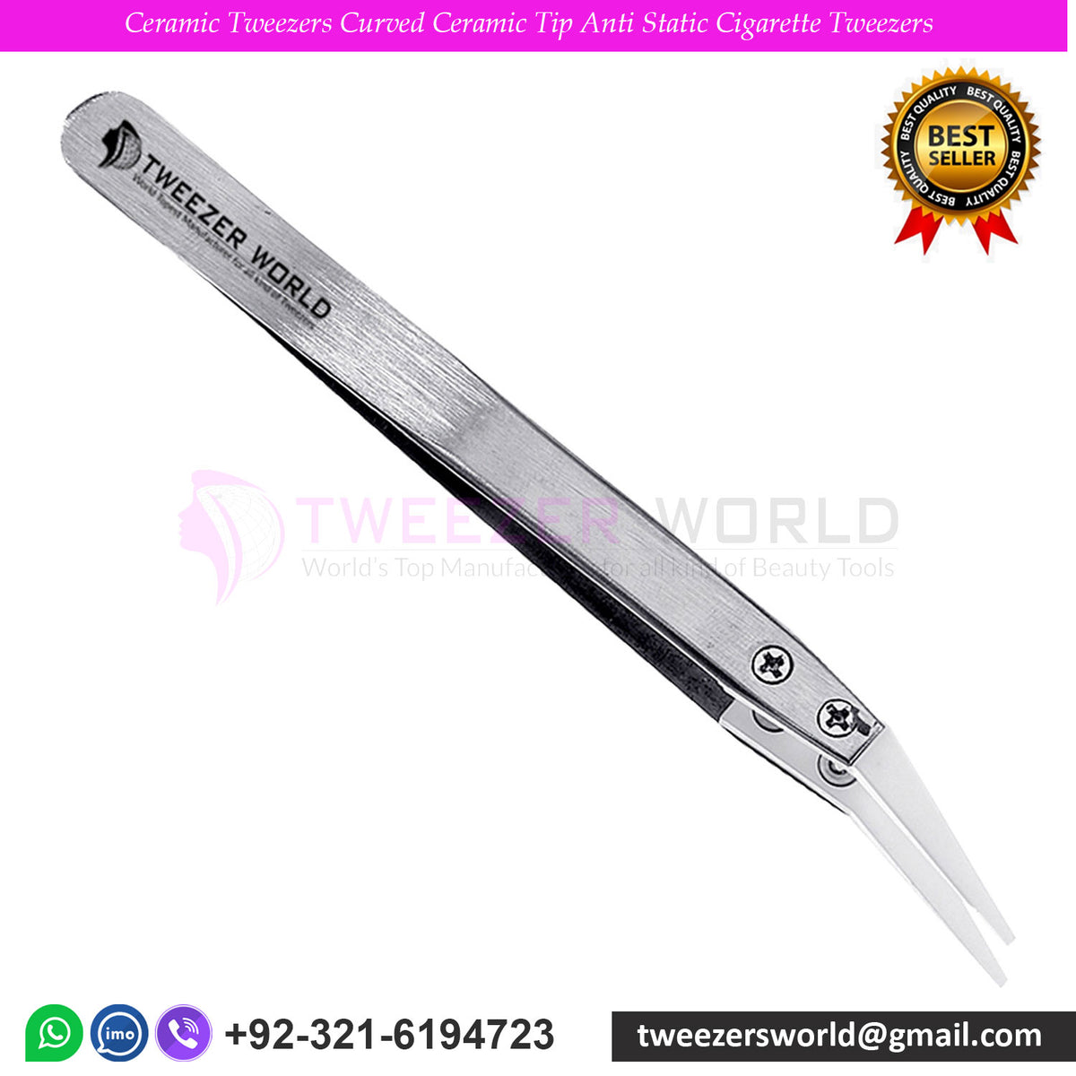 Ceramic Tweezers Curved Ceramic Tip Anti Static Cigarette Tweezers