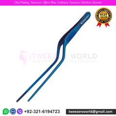 Chef Plating Tweezers Offset Blue Culinary Tweezers Kitchen Utensils