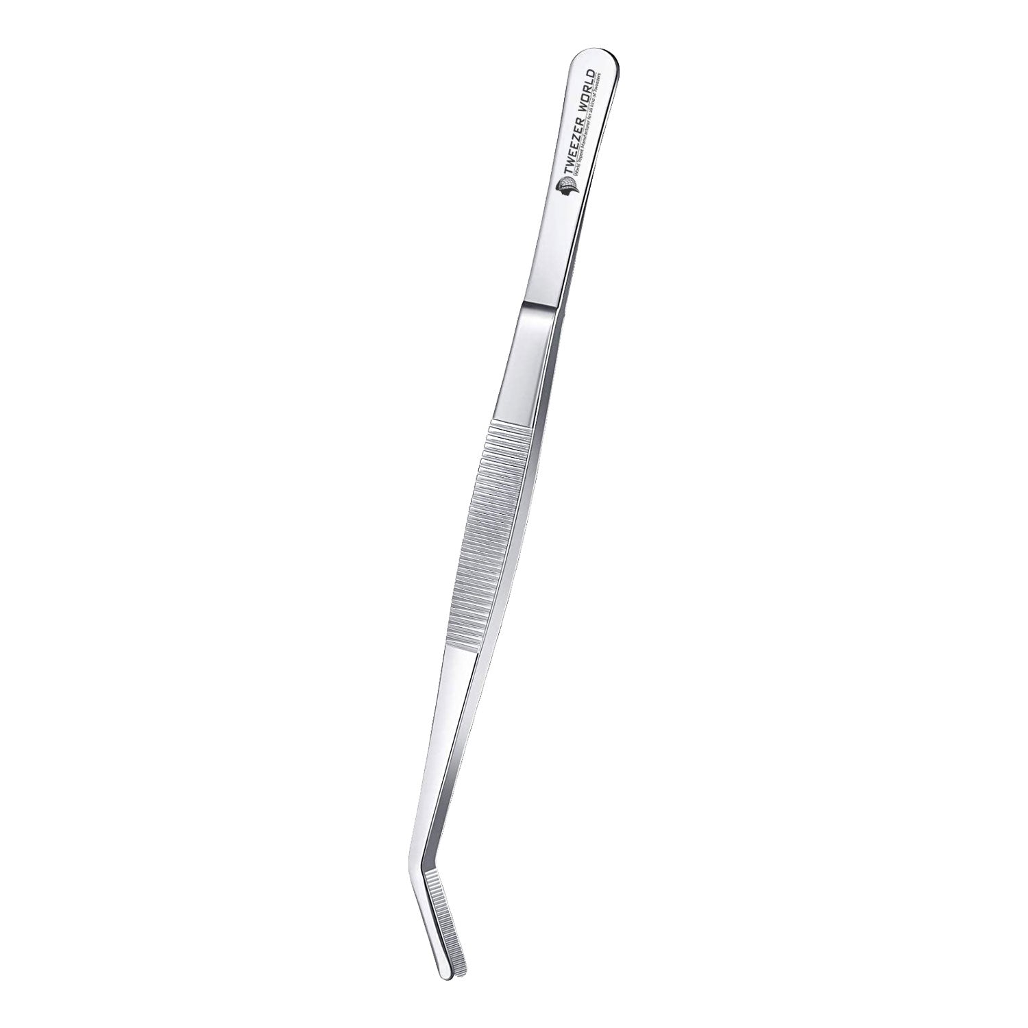 Professional Tongs for Chef Curved Serrated Tip &amp; Handle Plating Tweezer