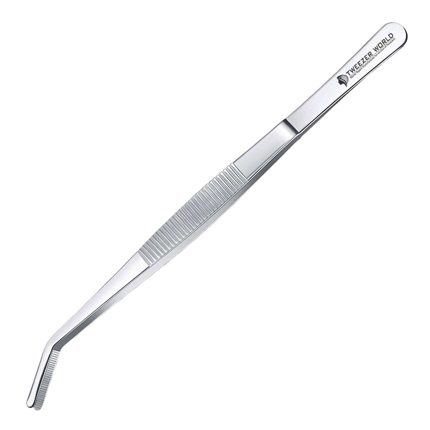 Professional Tongs for Chef Curved Serrated Tip &amp; Handle Plating Tweezer