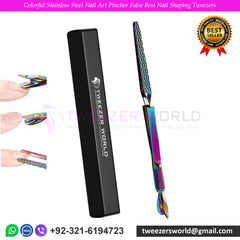 Colorful Stainless Steel Nail Art Pincher False Best Nail Shaping Tweezers