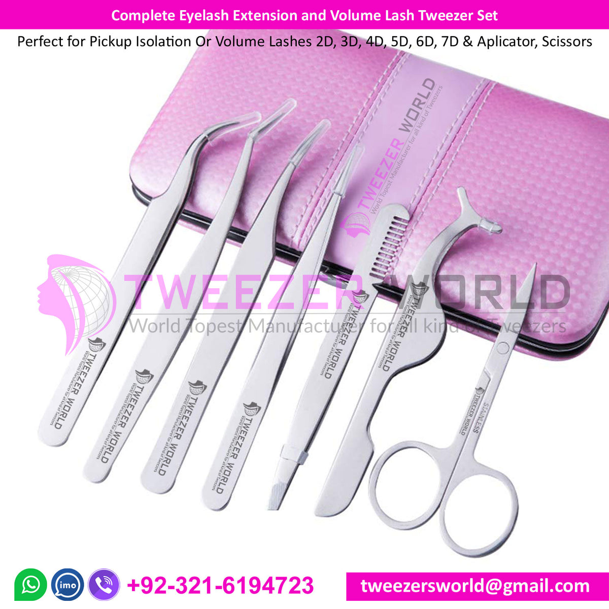 7Pcs with CASE, Grade TWEEZERS Precision Eyebrow Products in Travel Case with Scissor