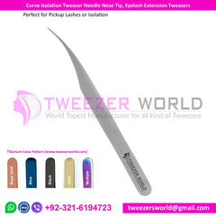 Curve Isolation Tweezer Needle Nose Tip, Eyelash Extension Tweezers