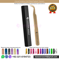 2pcs Straight Isolation Gold Plated Eyelash Tweezers Set