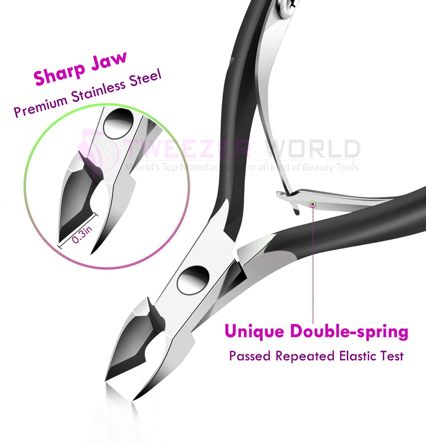 Cuticle Nail Trimmer with Cuticle Pusher Nail Nipper Scissor and Scraper