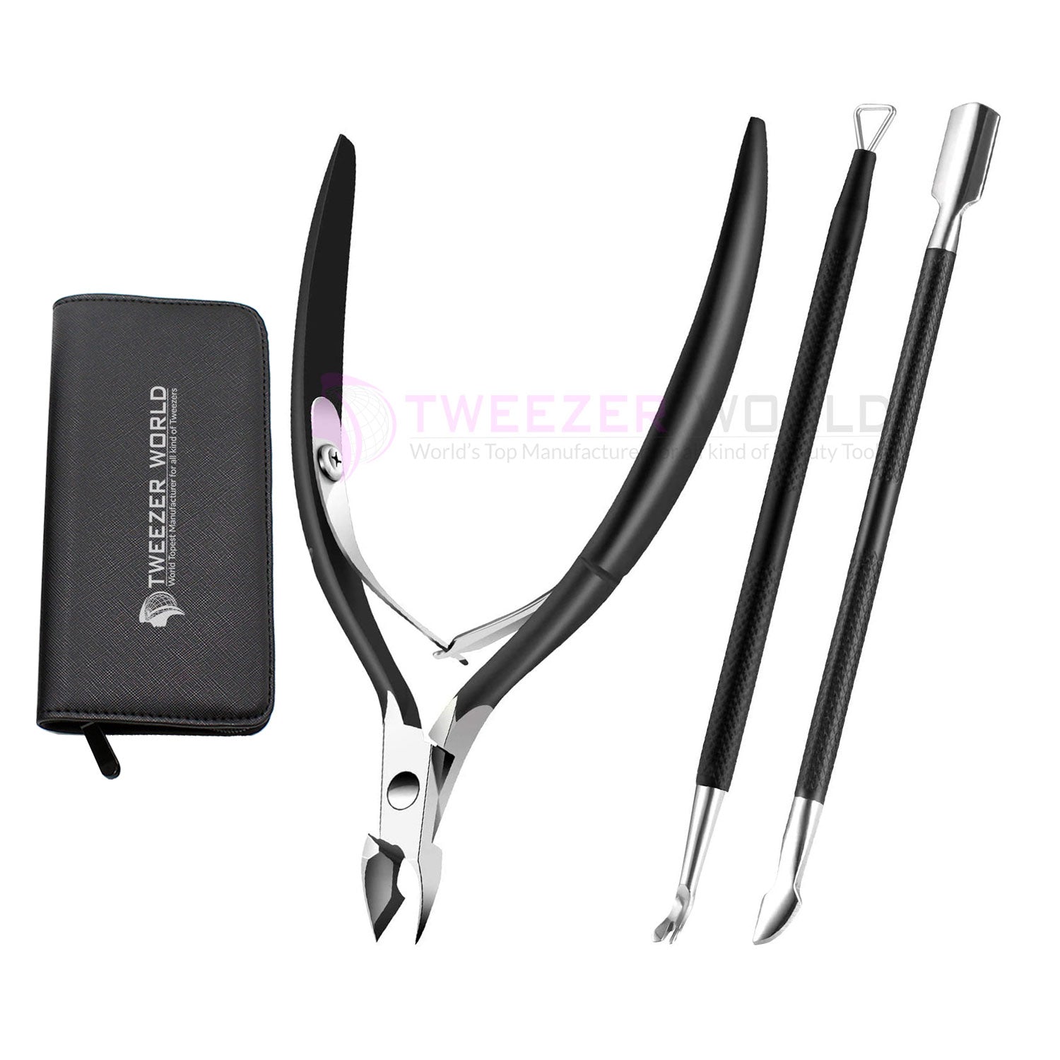 Cuticle Nail Trimmer with Cuticle Pusher Nail Nipper Scissor and Scraper