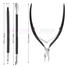 Cuticle Nail Trimmer with Cuticle Pusher Nail Nipper Scissor and Scraper