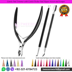 Cuticle Nail Trimmer with Cuticle Pusher Nail Nipper Scissor and Scraper