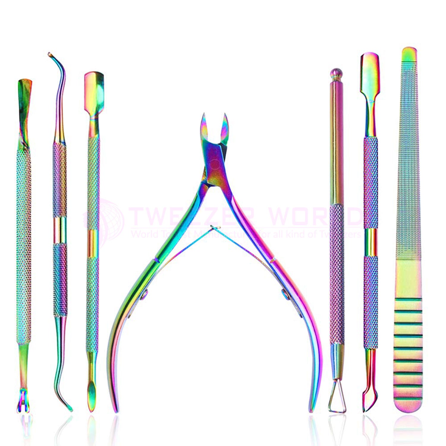 7Pcs Cuticle Nippers and Cutter Kit Toenail File Nail Polish Remover