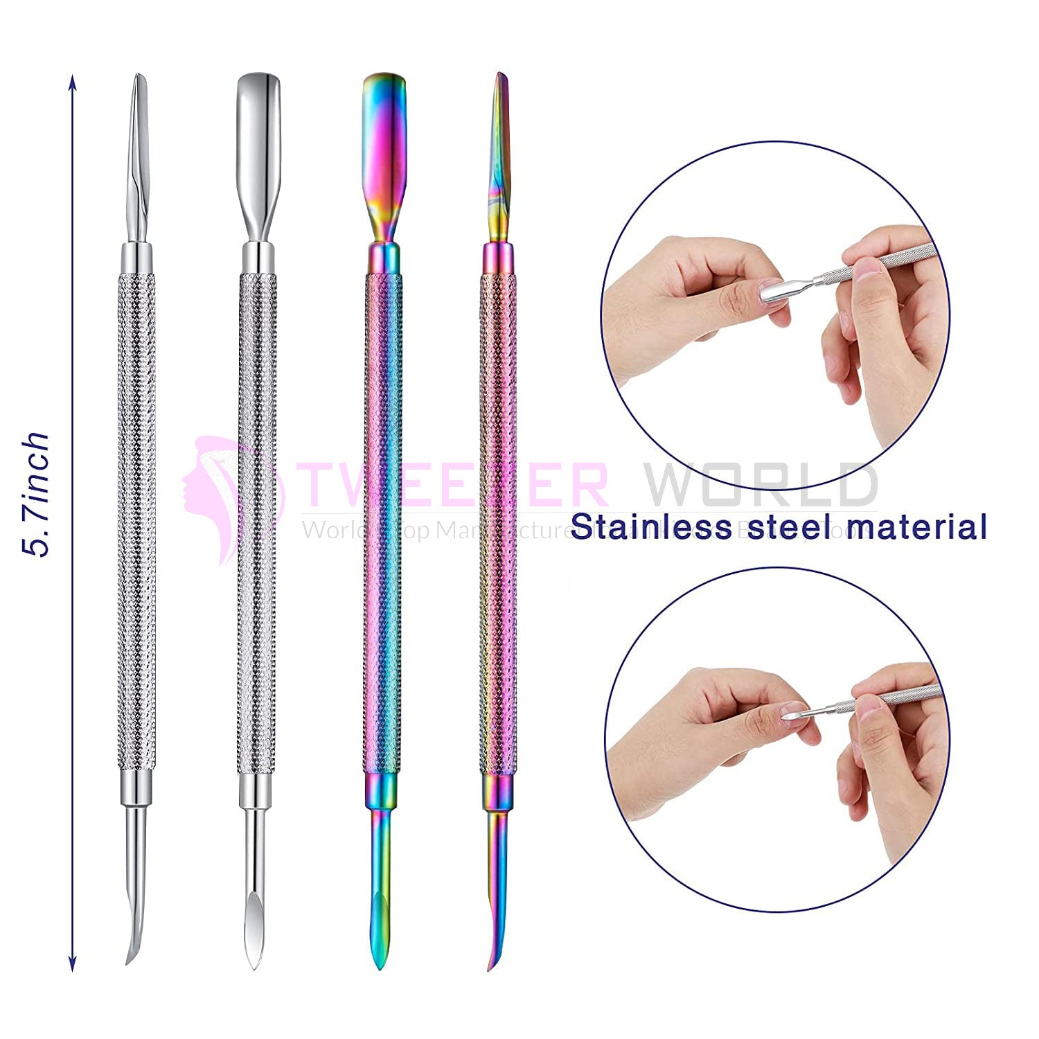 4 Pieces Cuticle Pusher Nail Cuticle Remover Tool Nail Art Care Tools