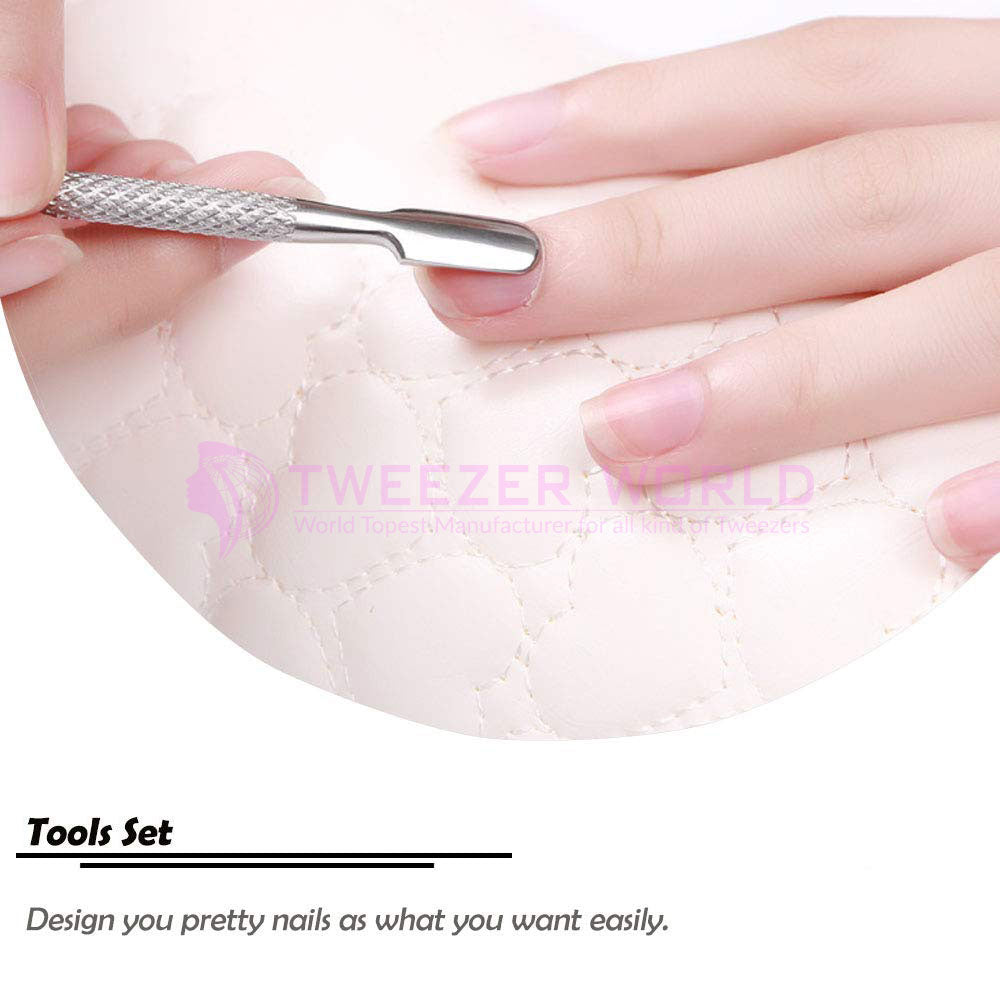 10Pcs Cuticle Cleaner Remover and Cutter, Double Ended Stainless Steel