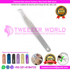 Diamond Grip volume lash Tweezers Rounded Boot With a hole on Tail