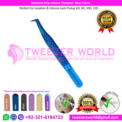 Diamond Grip volume Tweezers Titanium Blue Tower Point