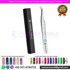 Diamond Dust Isolation Curved Tweezers Eyelash Extension Tweezers