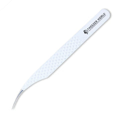 White Dolphin Diamond Dust Lash Tweezers Curved Tip Eyelash Tweezers