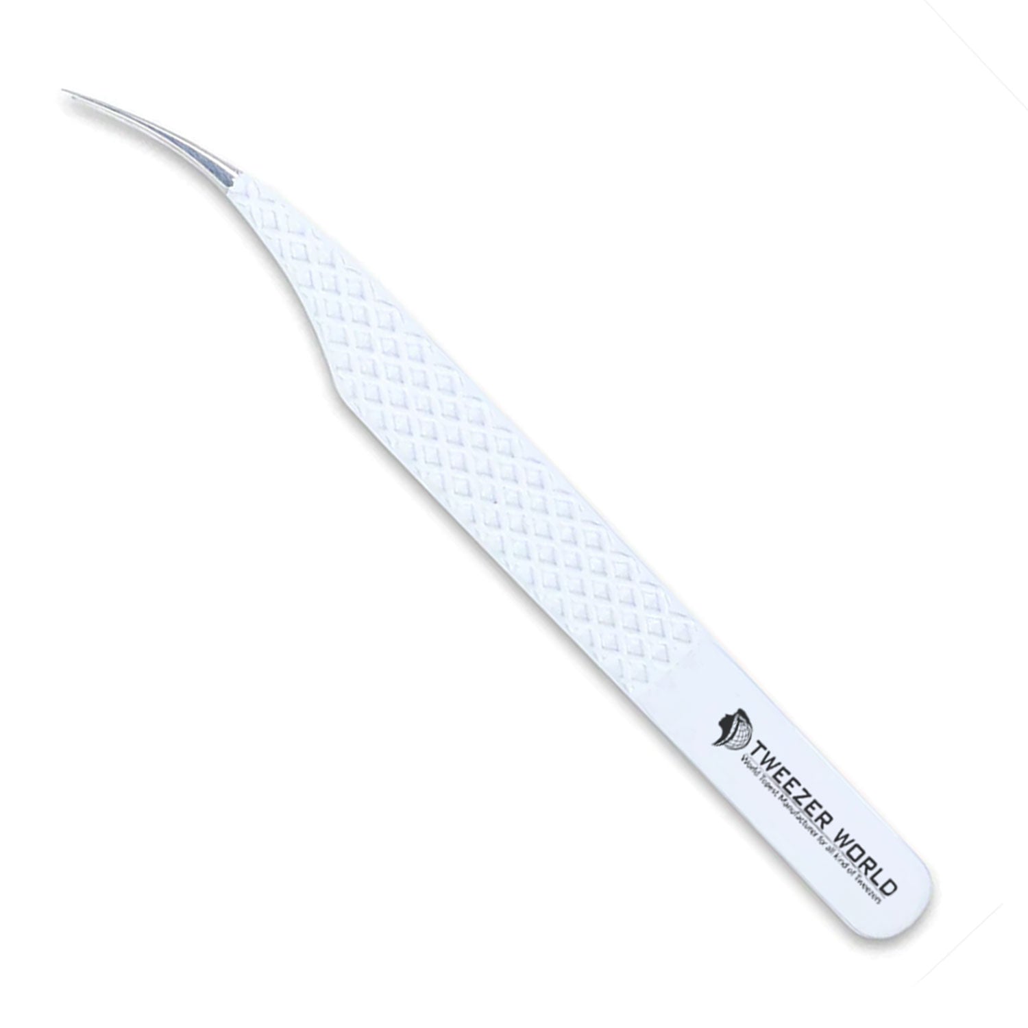 White Dolphin Diamond Dust Lash Tweezers Curved Tip Eyelash Tweezers