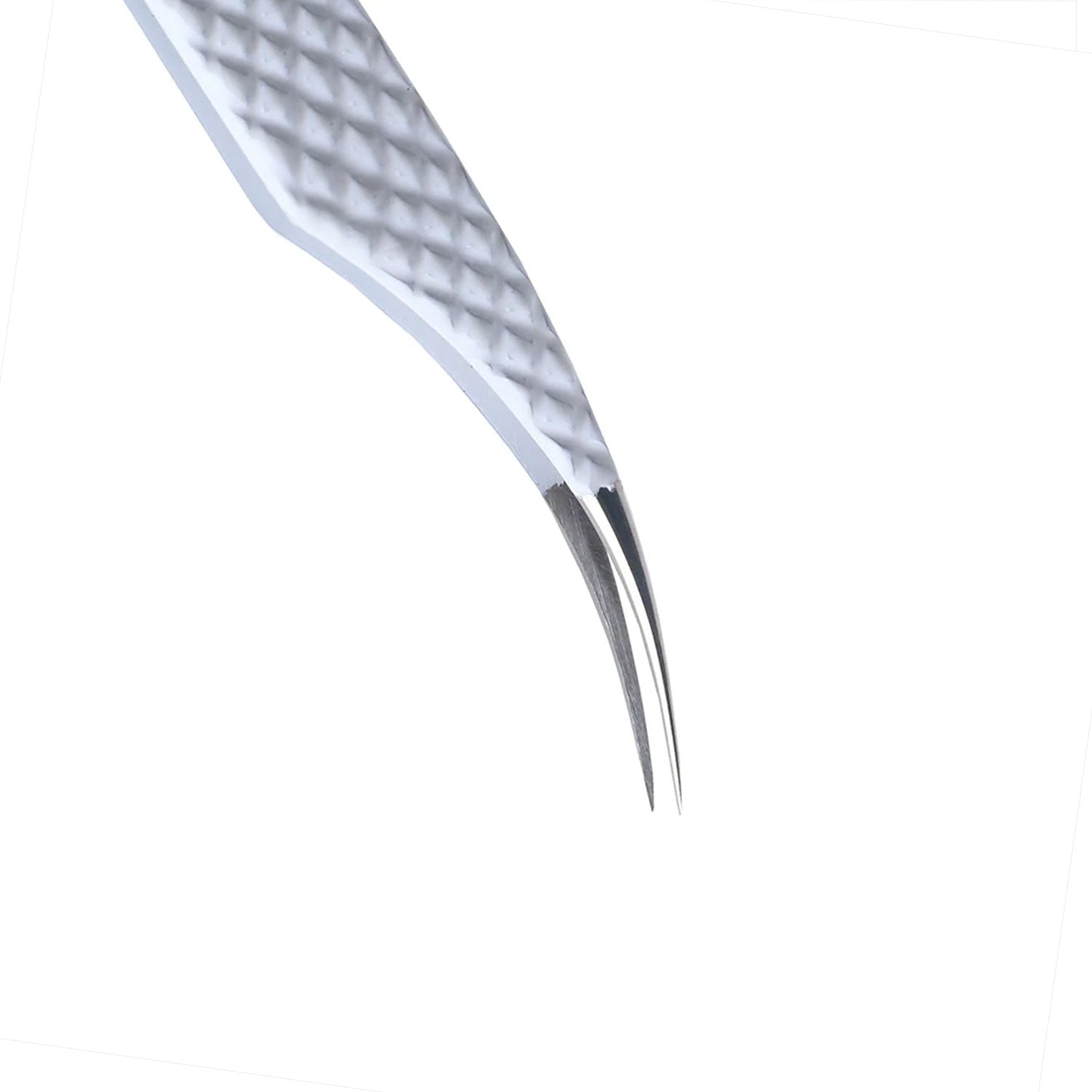 White Dolphin Diamond Dust Lash Tweezers Curved Tip Eyelash Tweezers