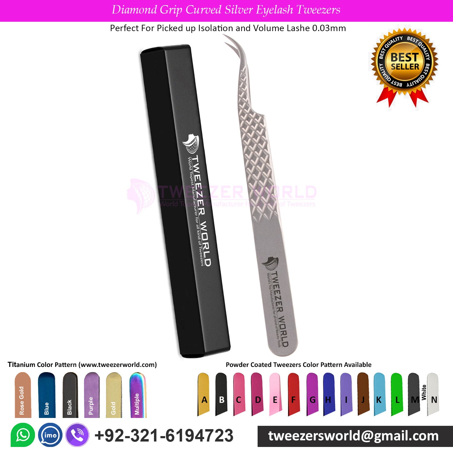 4pcs Diamond Grip Silver Eyelash Tweezers Set