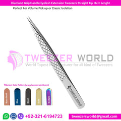 Eyelash Extension Tweezers Diamond Grip Best Straight Finest Tip