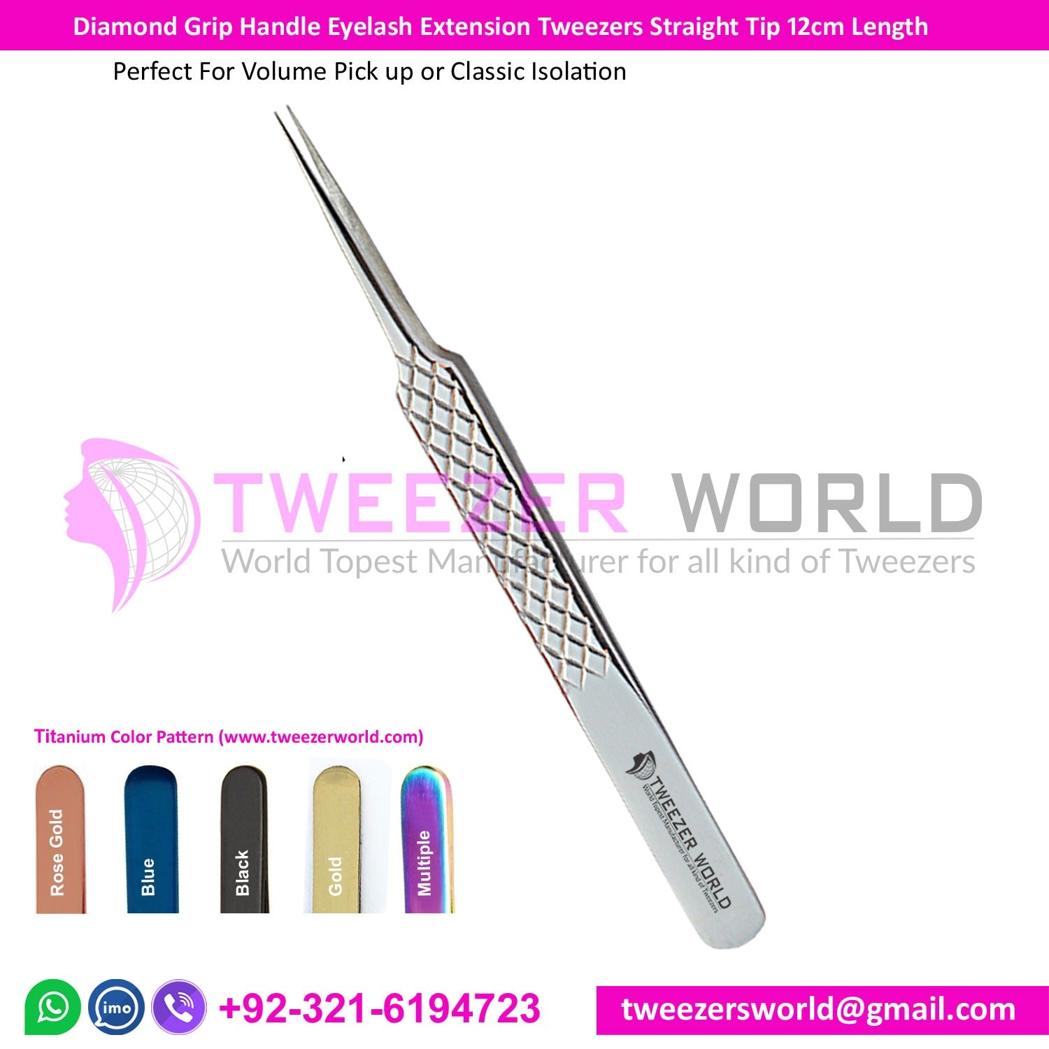 Diamond Grip Stainless Steel Isolation Tweezers Fine Tipped Tweezers